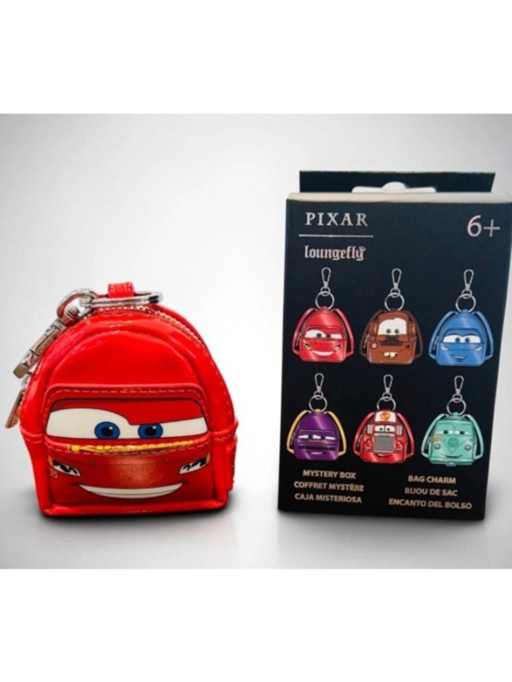 Loungefly Pixar Cars Lightning McQueen Mini Backpack Keyhain Bag Charm New